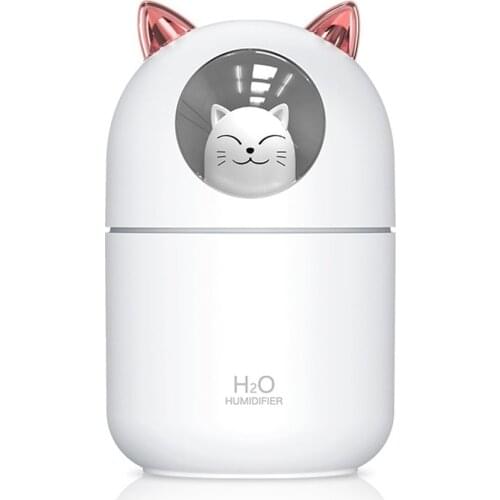 LED Light Cartoon Cat Design Cool Mist USB Humidifier Ultrasonic Ultra-Quiet Humidifier For Kids Nursery Bedroom