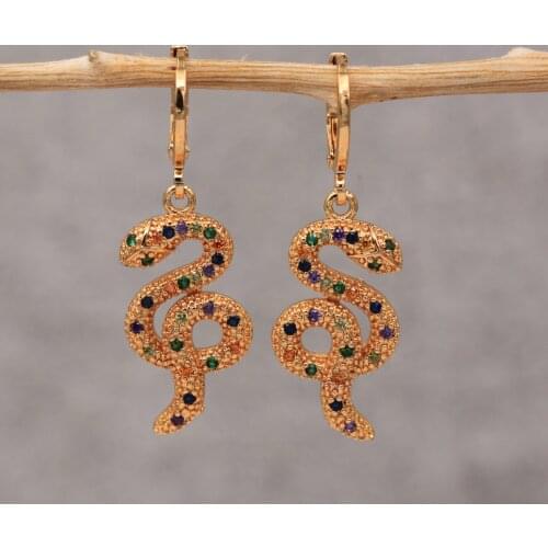 Dangle Drop Earrings Red Cubic Zirconia Animal Copper Earring For Women Fashion Jewelry Accessories Wedding Anniversary Gift