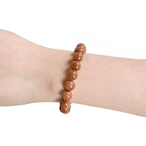 Shining Gold Sand stone natural beads making diy handmade Bracelet suitable for round beads jewelry gifts