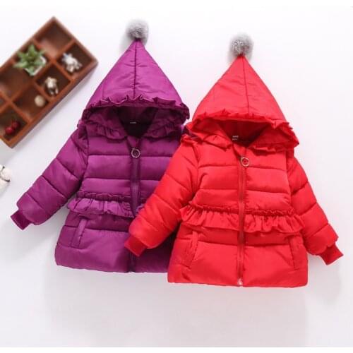 2020Fashion Baby Girl Winter Clothes Winter Coat Hooded Solid Jacket For Girls New Childrens Jacket Childrens Clothing 1-6 Years