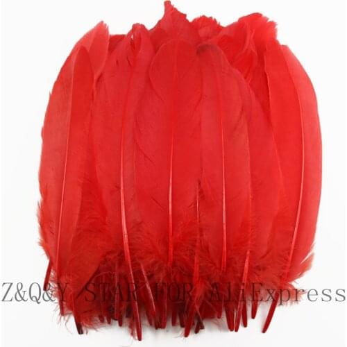 50-200 Natural 15-20CM Goose Feather Dyed Big Red DIY Costume Craft Feather
