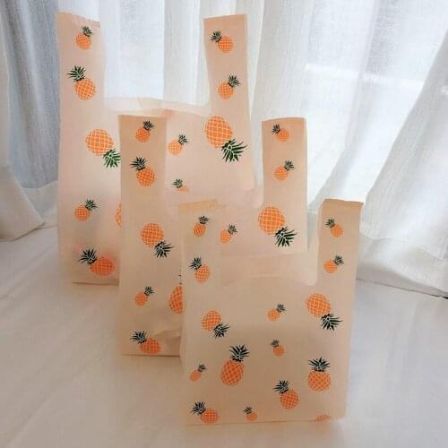 50pcs Pineapple Plastic Hand Bag Candy Food Supermarket Shopping Bag Party Wedding Gift Packing Bag Storage Bag