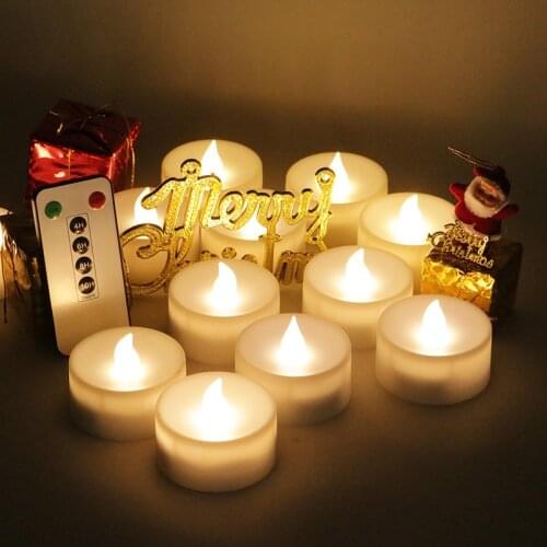 6PCS Remote Control Timer Battery Powered for Home Wedding Party Christmas Decoration LED Candles Light Simulation Candle Light