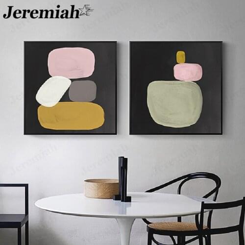 Abstract European Color Module Canvas Poster Retro Still Life Simple Pink Yellow Painting Print Modern Kitchen Home Decoration