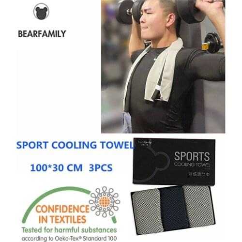 BEAR FAMILY 3PCS High quality Sport Cooling Towel Cooling Ice Gym Sport Towel For Fitness Hip-hop Yoga Swimming Travel 100*30CM