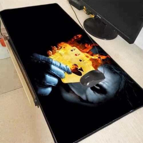 XGZ Funny Jack Poker with Fire Large Mouse Pad Gamer Locking Edge Keyboard Mouse Mat Gaming Desk Mousepad for CS GO LOL Dota