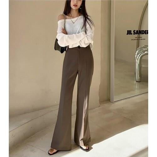 Split Micro-flared Trousers Wide-leg Pants Womens High-waist Drape Casual Pants 2021 Autumn New All-match Suit Pants
