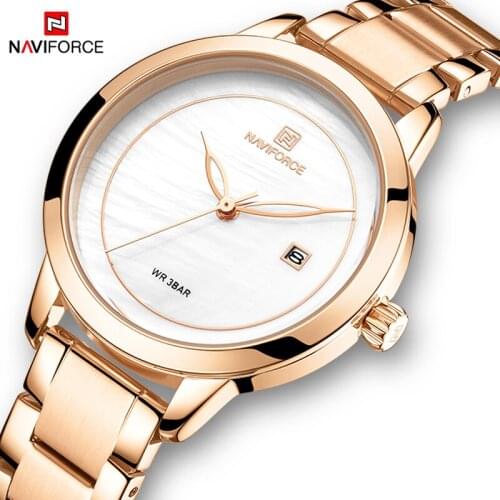 NAVIFORCE Top Brand luxury Watch For Women Fashion Business Stainless Steel Date Display Quartz Standard Waterproof Women Watch