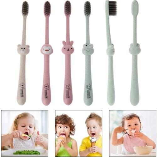 Baby Toothbrush Natural Wheat Straw Cartoon Toddler Kid Newborn Dental Oral Care