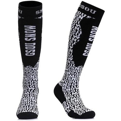 Long Black Ski Socks For Men Male Winter Outdoor Extra Warm Sweat Absorbing Hosiery Running Stockings Snowboarding Sports Socks