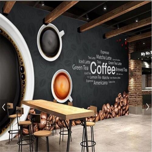 European Leisure Coffee Shop Themed Restaurant Bar Background Wall Mural Wallpaper 3D Industrial Decor Photo Wallpaper for Cafe
