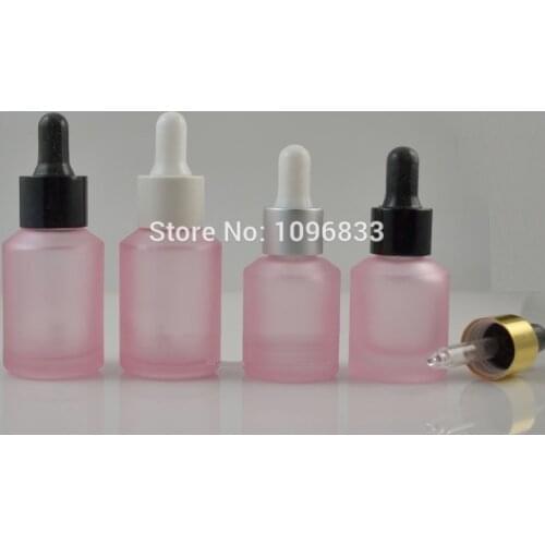 15ML 30ML Pink Frosted Glass Bottle with Pipette Dropper, Pink Essential Oil Bottles, Cosmetic Essence Packing Bottle, 25pcs/Lot