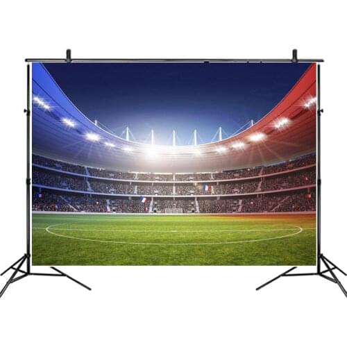 Blue and Red Lights Football Field Backdrop Photography Background Baby Shower Celebration Photo Booth Studio Decor