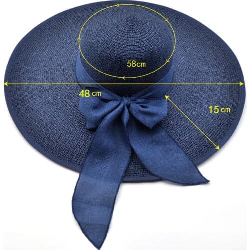 Summer Large Brim Straw Hat Floppy Wide Sun Cap Bowknot Beach Foldable New