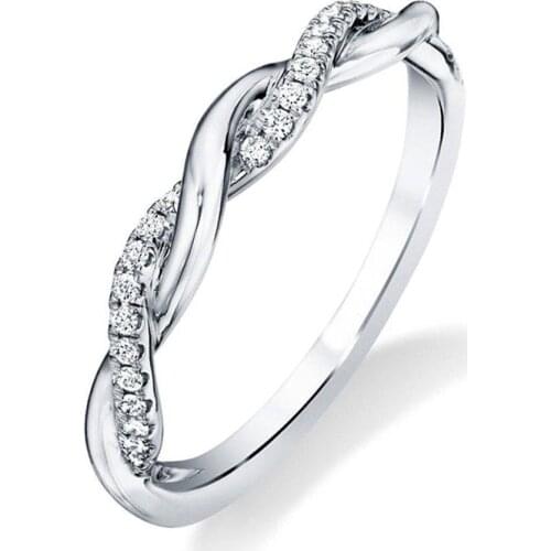 Huitan 2019 Minimalist Simple Finger Ring Band For Girl With Micro Paved Fashion Twist Winding Pattern Design Engagement Rings