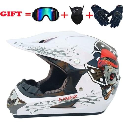 Motorcycle cross-country helmet four season helmet mens mountain bike small cross-country helmet full helmet goggle mask gloves