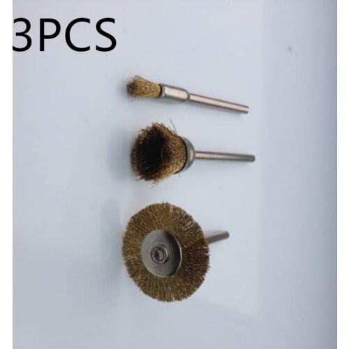 3x Copper Wire Wheel Cup Brushes Bits Set Rust Paint Remover Kit For Rotary Tool