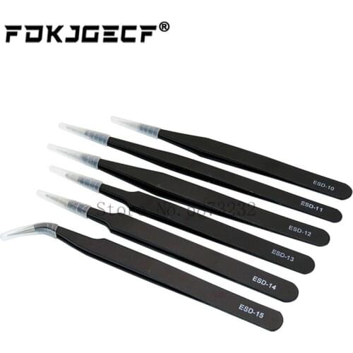 1.5mm Industrial Tweezers Kit Anti-Static Stainless Steel Tweezer Set Repair Tools ESD-10 11 12 13 14 ESD-15 integrated circuit