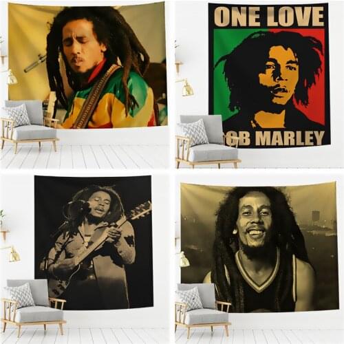 Bob Marley Reggae Rock Poster Nostalgic Old Poster Bar Pub Bedroom Wall Decorative Wall Hanging Hippie Home Decor Art Tapestry