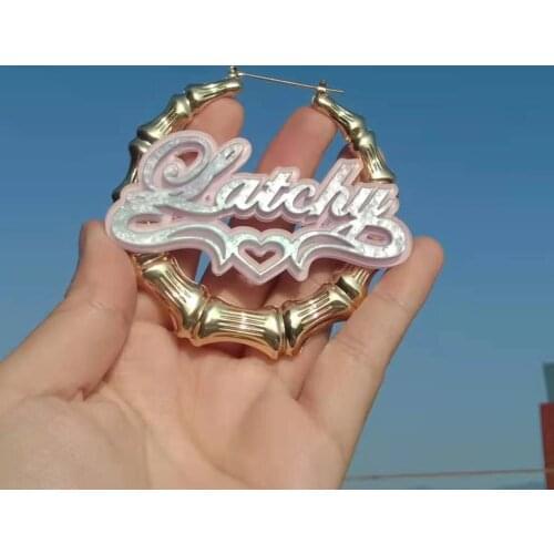 3UMeter New Colorful Women Earring Double Layers Acrylic Nameplate Earring Personalized Custom Name Earrings Women Gift Jewelry