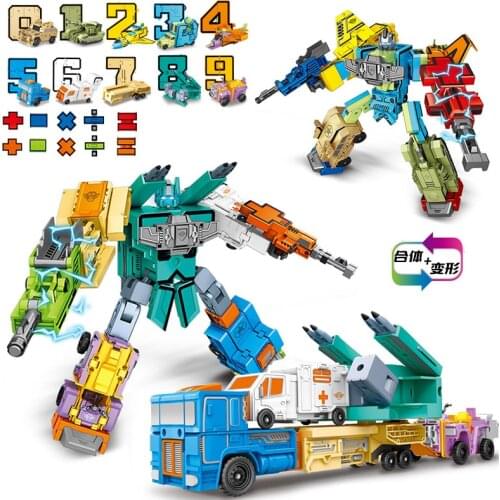 15PCS Assembling Building Blocks Educational Toys Action Figure Transformation Number Robot Deformation Robot Toy for Children