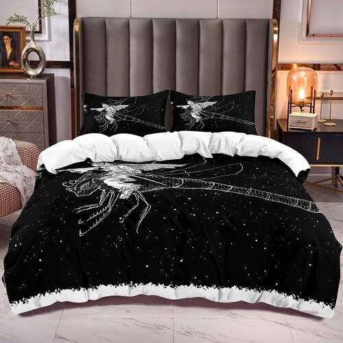Cartoon Print for Girl Riding Dragonfly Duvet Cover with Boys Girls Bedding Comforter Cover with Zipper Closure Corner Ties