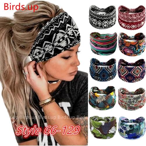 New Boho Cotton Wide Headband for Women Cashew Leopard Flower Print Turban Headwrap Knot Hairband Bandana Girls Hair Accessories