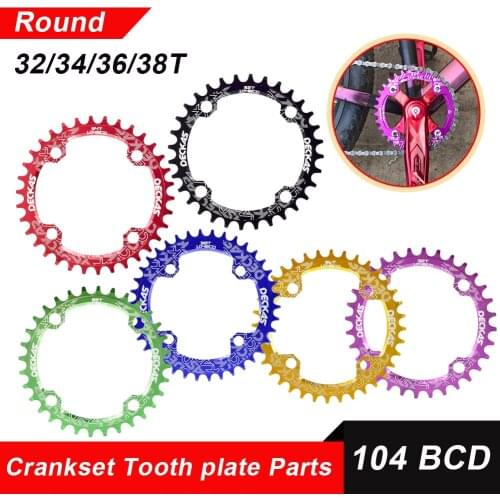 Durable 104BCD Round Narrow Wide Chainring Mountain Bike Bicycle 104BCD 32/34/36/38T Crankset Tooth Plate Parts Bike Accessories