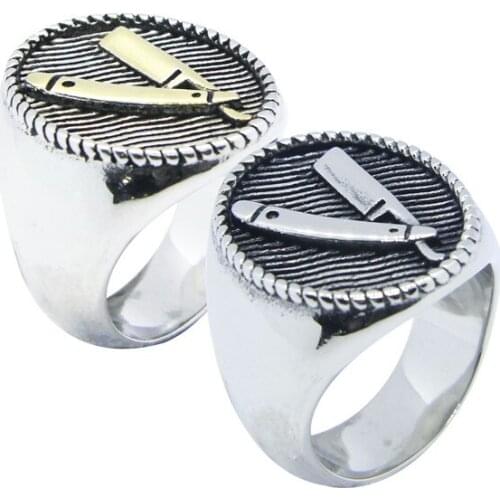 Drop Ship Razor Oval Ring 316L Stainless Steel Mens Women Fashion 2 Color Ring