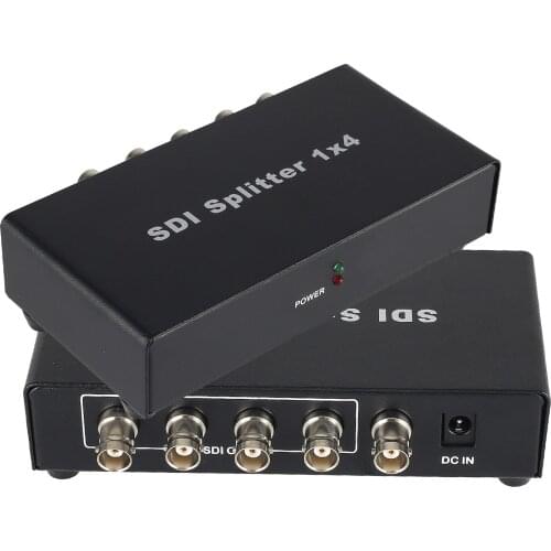 For SDI Splitter 1x4 1 in to 4 Out Supports SD/HD/3G-SDI Repeater Extender with Power Adapter SDI Splitter Monitor Camera