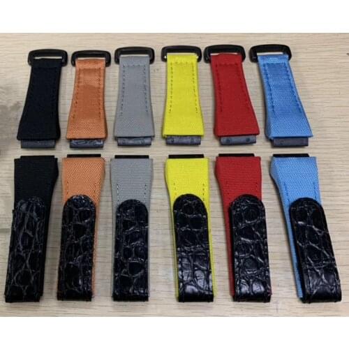 Men 25mm nylon fabric leather Watchband For Richard Watch Mille Strap watch band Bracelet buckle with spring bar free tools