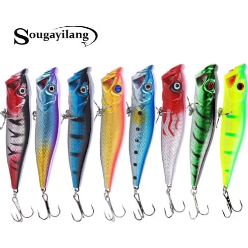 Sougayilang 8PCS Good Package 110mm 12g Topwater Artificial Fishing Bait Fishing Lures Popper Hooks Hard Lures Pesca
