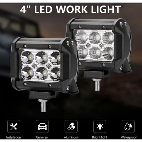 6LED 18W Work Light Bar DRL Driving Fog Spot Lamp For Offroad Car Truck LED Headlights LED Work Light Spotlight