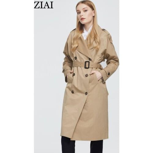 Ziai 2020 women coat casual England style hotsale female jacket long Kakhi and army green perfect quality instock ZS-7246