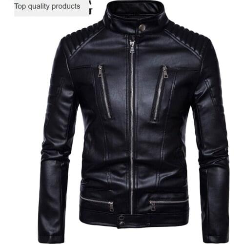 Plus Size M-5XL 2020 New Fashion Motorcycle Leather Jackets Men Black Zipper Punk Faxu Pu Leather Jacket jaqueta de couro mascul