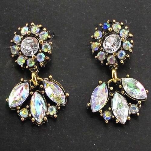 YaYi Jewelry Fashion BOHO Multi Glass Crystal Rhinestone Dangle Women Ancient Gold Color Wear Ear Band Long Tassel Earrings