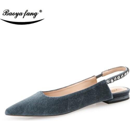 New BaoYaFang brand Fashion womens Flat shoes woman office shoe shallow female Slingbacks Pointed toe shoes free shipping