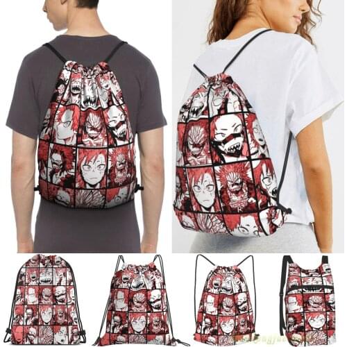 Bnha Kirishima Collage Women Drawstring Sackpack Gym Bags Men Outdoor Travel Backpacks For Training Fitness Swimming Bag