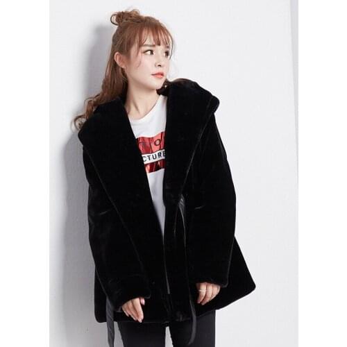 Winter Faux Coat 2020 Women Hooded Warm Korean Furry Jacket Artificial Fur Coats and Jackets YKL-1426 KJ4709