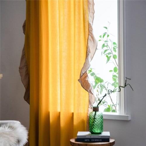1.5M Width Lotus Leaf Contrast Color Curtain Bedroom Living Room Kitchen Semi-blackout Curtain