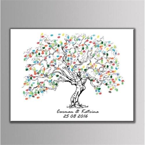 1Pcs Wedding Decoration DIY Fingerprint Tree Signature Canvas Print Color Tree For Wedding/Birthday/Baby Shower Party Supply