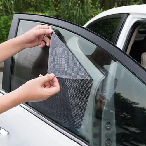 2pcs 42x38cm DIY Car Sun Shades Film Sun Protection Window Cover Black PVC Sunshade Side Window Shield Film