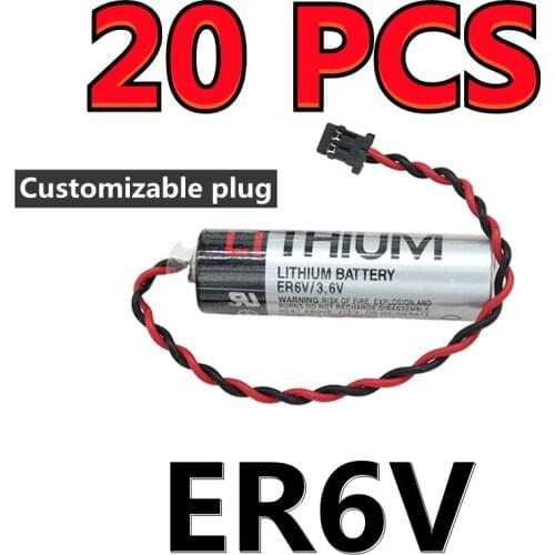 20 PACK HOT Original Battery For TOSHIBA ER6V ER6VC119A 3.6V 2000mAh PLC Batteries With Black Connector (Customizable Plug)