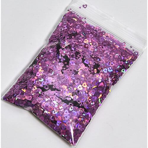 200g/bag Hollow Out Heart Shaped Sequins DIY Laser Holographic Glitter Spangles 12 Colors Shinning Nail Art Glitter Flakes FT#49