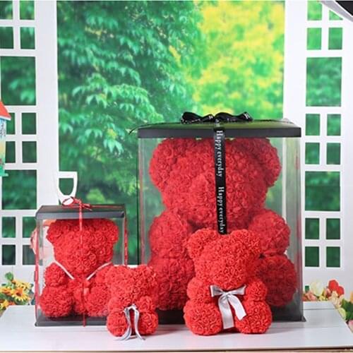 25/40cm Rose Bear Heart Artificial Flower Rose Teddy Bear For Women Valentine Wedding Birthday Christmas Gift DropShipping