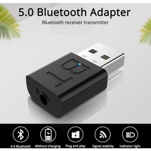 Wireless Bluetooth 5.0 Receiver Transmitter USB Adapter Dongle 3.5mm Jack Car AUX Audio Music Cable Kit For PC TV Headphones