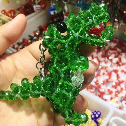 1PCS Hand-woven animal cute dinosaur Austrian crystal key chain hanging bag accessories glitter beautifully as Christmas gifts