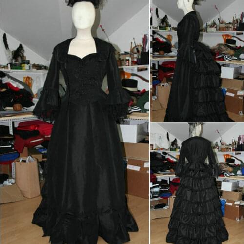 Customer-made Black Halloween Dresses Gothic Cosplay Victorian dress Renaissance Dress Steampunk dress SZ US6-36 V-257