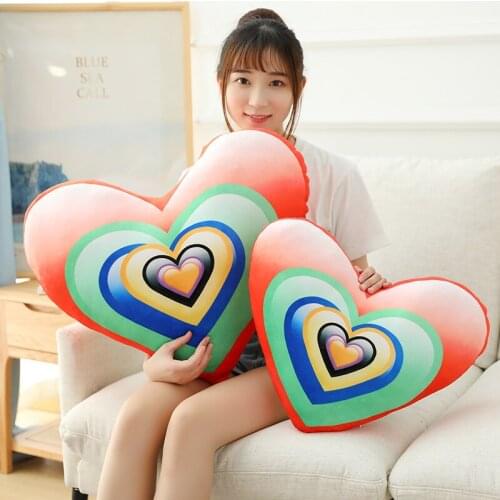 40/50cm Rainbow Heart Shape Decorative Throw Pillow PP Cotton Soft Creative Cushion Love Doll Lover Gift
