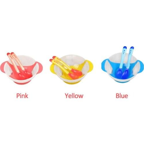 Baby Tableware Learning Dishes Baby Feeding Set Sucker Bowl Spoon Temperature Sensing Bowl Children Feeding Bowl plate for kids